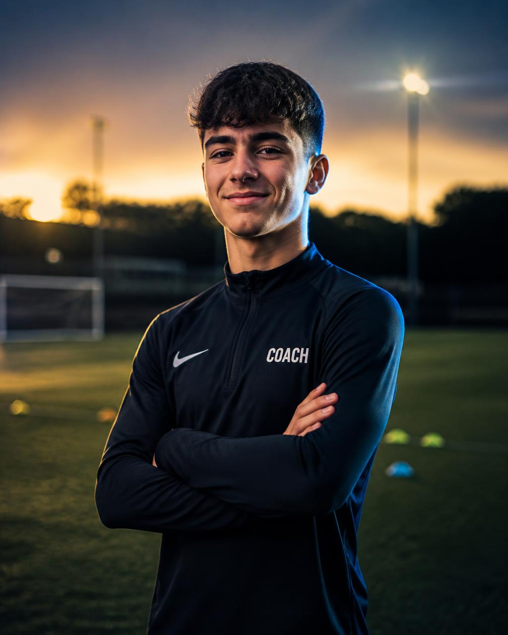 Aiden Lyons, founder and coach at Flow Soccer, on a training field
